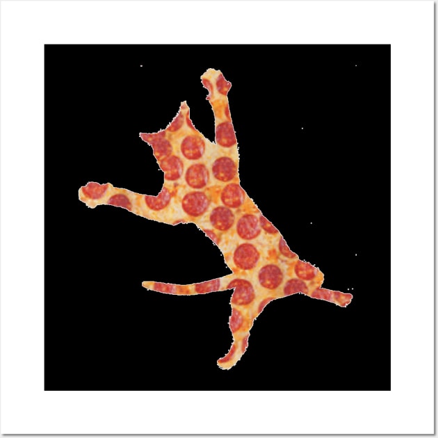 Funny Pepperoni Pizza Jumping Cat Wall Art by Peter Smith